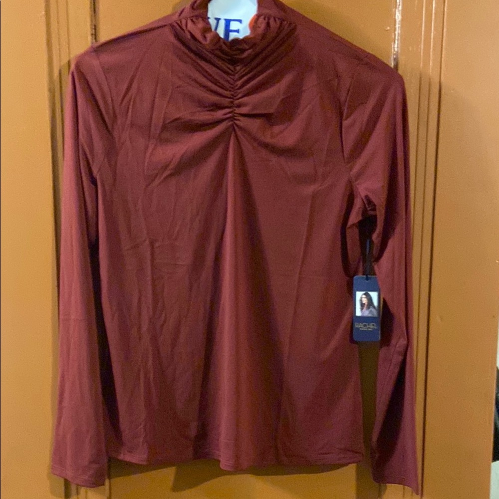 Rachel Ruched Long Sleeve Blouse in Earthy Tones